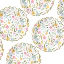 Zestaw Talerzyki Kubeczki papierowe Pastelowe Polne Kwiaty