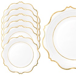 Talerzyki papierowe biało-złote 7 cali 6 szt.