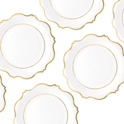 Zestaw Talerzyki Kubeczki papierowe biało-złote Komunia Święta