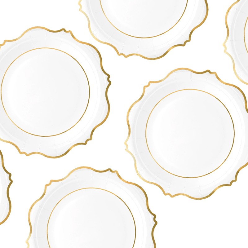 Zestaw Talerzyki Kubeczki papierowe biało-złote Komunia Święta