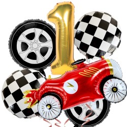 Zestaw balonów urodzinowych Sport Auto Retro Vintage Wyścigówka