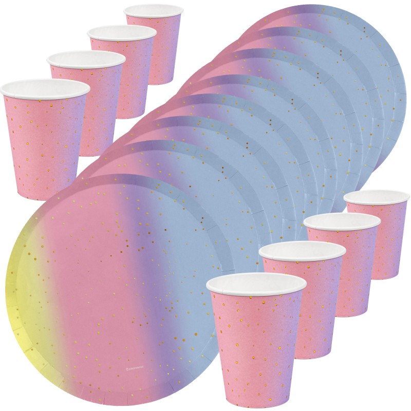 Zestaw papierowy Candy Galaxy – 8 talerzyków + 8 kubeczków