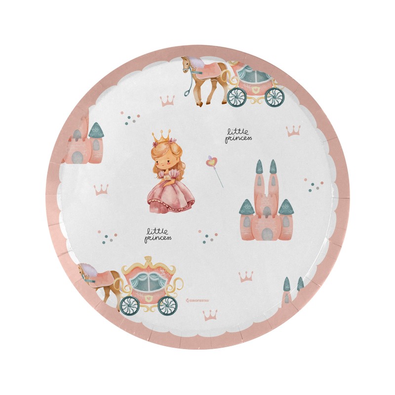 Talerzyki papierowe Little Princess – 8 sztuk, 18 cm