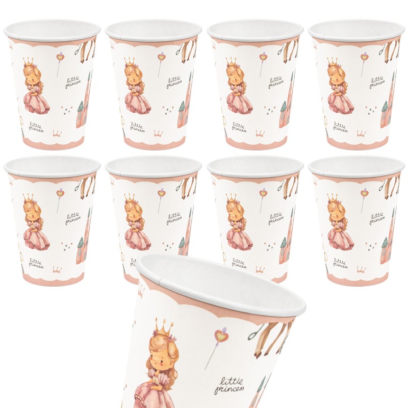 Kubeczki papierowe pastelowe Little Princess – 8 sztuk