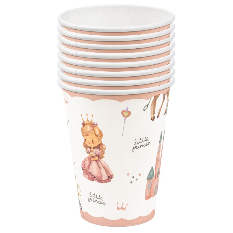 Kubeczki papierowe pastelowe Little Princess – 8 sztuk
