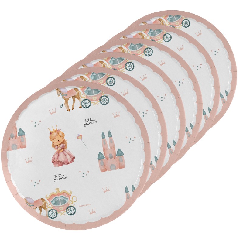 Talerzyki papierowe Little Princess – 8 sztuk, 18 cm