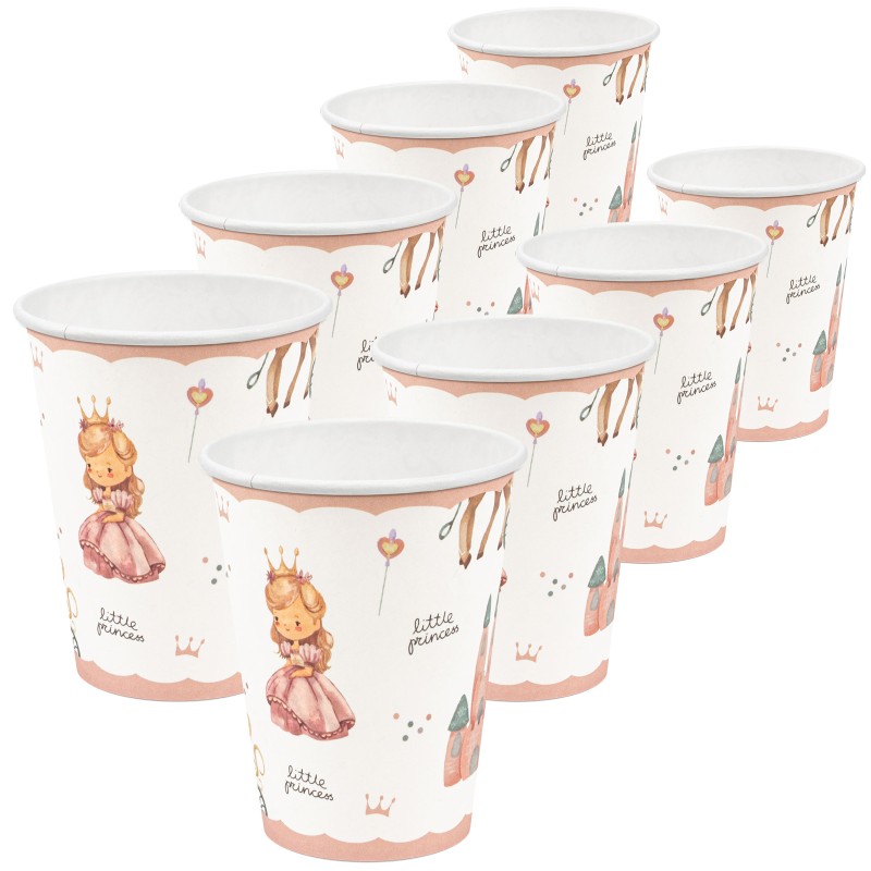 Zestaw talerzyki i kubeczki Little Princess pastelowe ilustracje