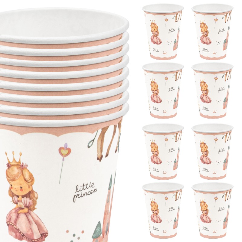 Zestaw talerzyki i kubeczki Little Princess pastelowe ilustracje