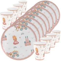 Zestaw talerzyki i kubeczki Little Princess pastelowe ilustracje