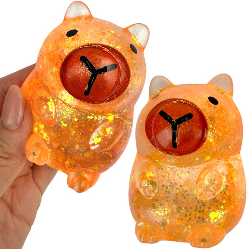 Gniotek Kapibara z Brokatem Żel maltoza Antystresowa Zabawka 7 cm