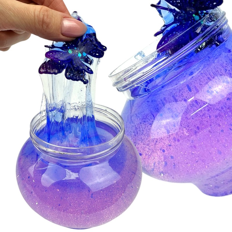 Masa Plastyczna Słoik Slime brokatowy Galaxy z Motylem