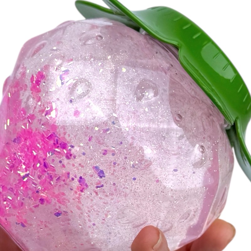 Glitterowy slime w truskawkowym słoiczku Duża Truskawka