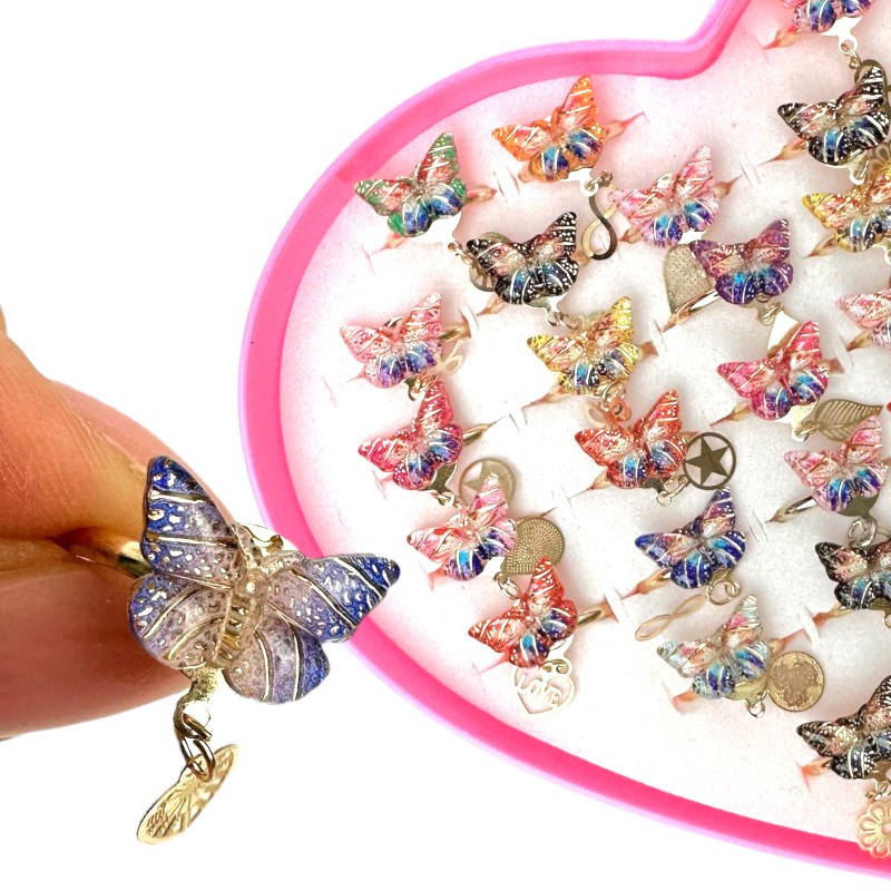 Dziecięce Pierścionki z regulacją z Motylkami Motyl Motylek