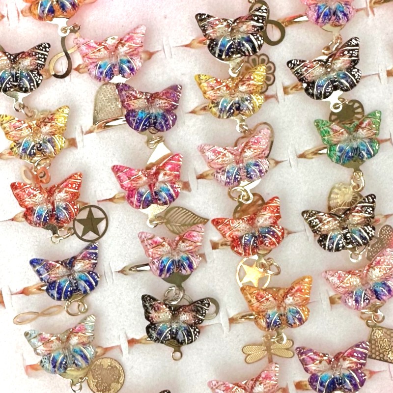 Dziecięce Pierścionki z regulacją z Motylkami Motyl Motylek