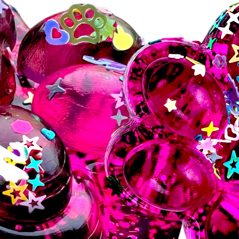 Antystresowa Kocia Łapka 3D Konfetti Squishy z Brokatem