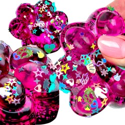 Antystresowa Kocia Łapka 3D Konfetti Squishy z Brokatem