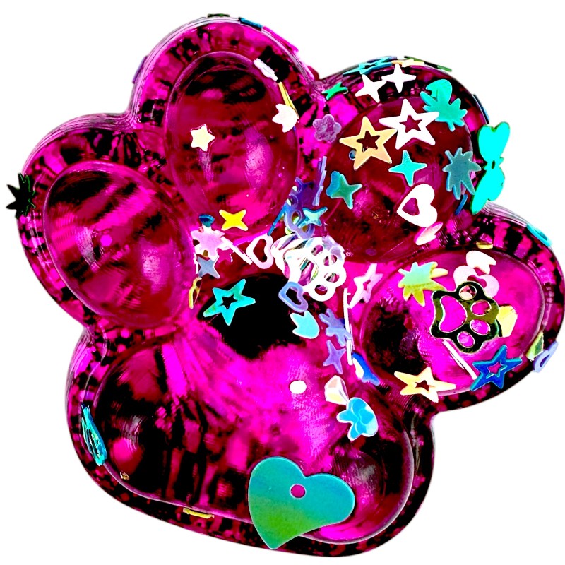 Antystresowa Kocia Łapka 3D Konfetti Squishy z Brokatem