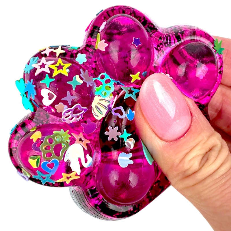 Antystresowa Kocia Łapka 3D Konfetti Squishy z Brokatem