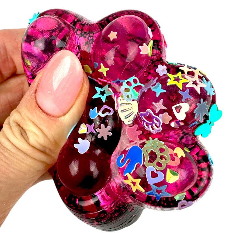 Antystresowa Kocia Łapka 3D Konfetti Squishy z Brokatem