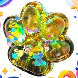 Antystresowa Kocia Łapka 3D Konfetti Squishy z Brokatem