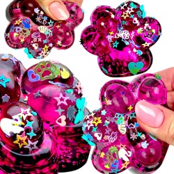 Antystresowa Kocia Łapka 3D Konfetti Squishy z Brokatem