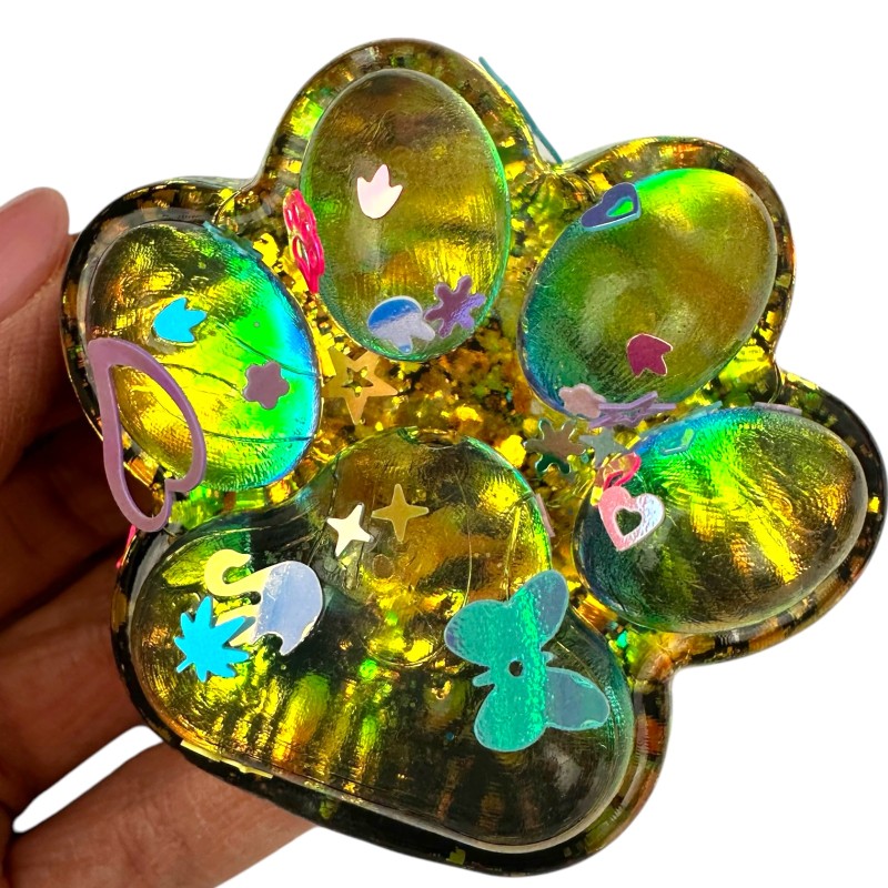 Antystresowa Kocia Łapka 3D Konfetti Squishy z Brokatem