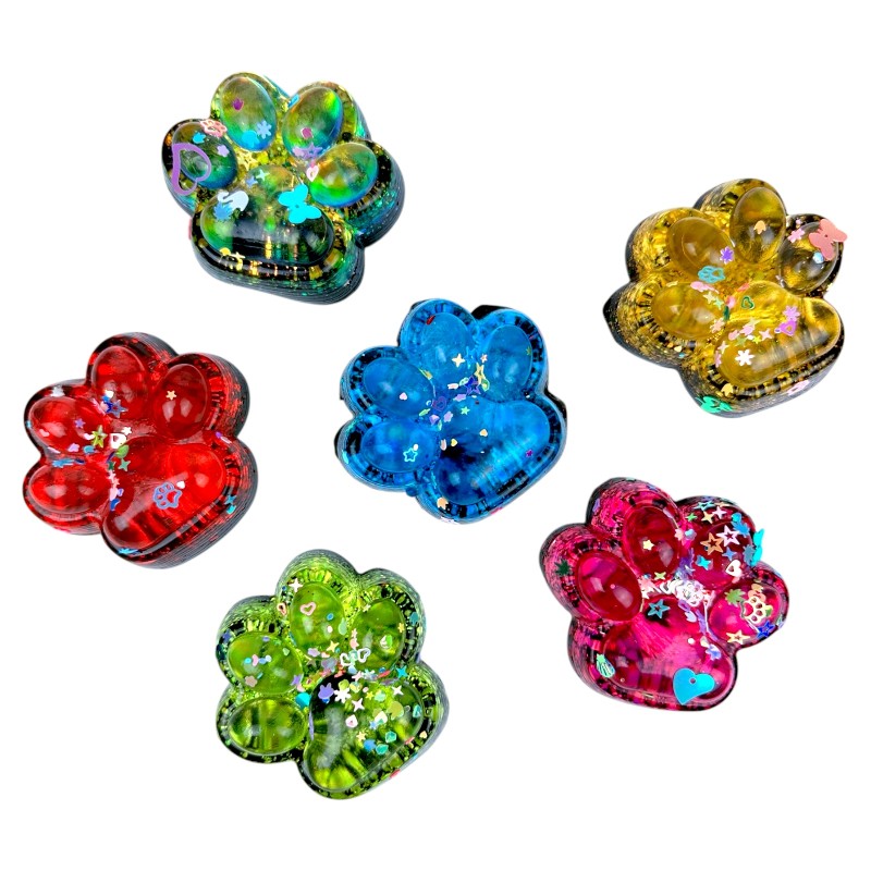 Antystresowa Kocia Łapka 3D Konfetti Squishy z Brokatem