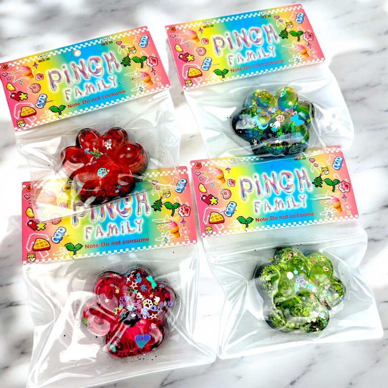 Antystresowa Kocia Łapka 3D Konfetti Squishy z Brokatem