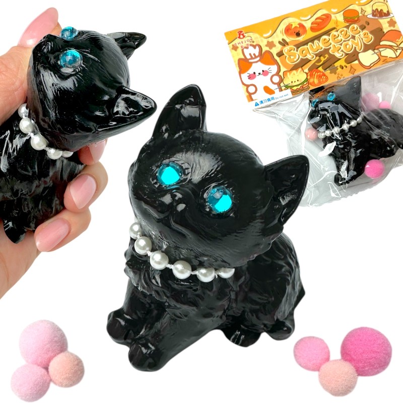 Antystresowa zabawka squishy kotek z kryształowymi oczkami
