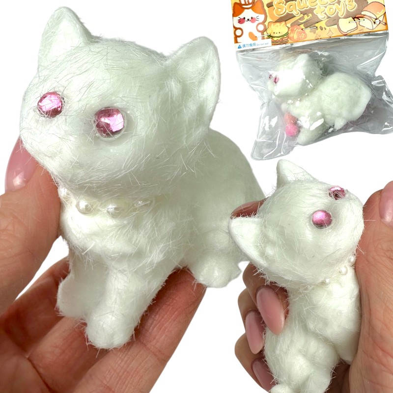 Antystresowa zabawka squishy kotek z kryształowymi oczkami
