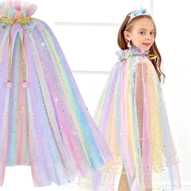 Tiara Berło Peleryna Tęczowa z błyszczącymi gwiazdkami