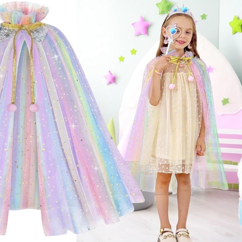 Tiara Berło Peleryna Tęczowa z błyszczącymi gwiazdkami