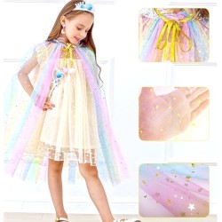 Tiara Berło Peleryna Tęczowa z błyszczącymi gwiazdkami