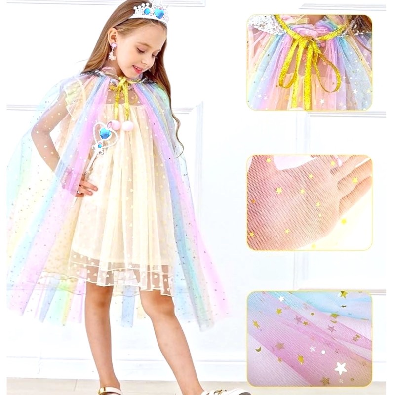 Tiara Berło Peleryna Tęczowa z błyszczącymi gwiazdkami