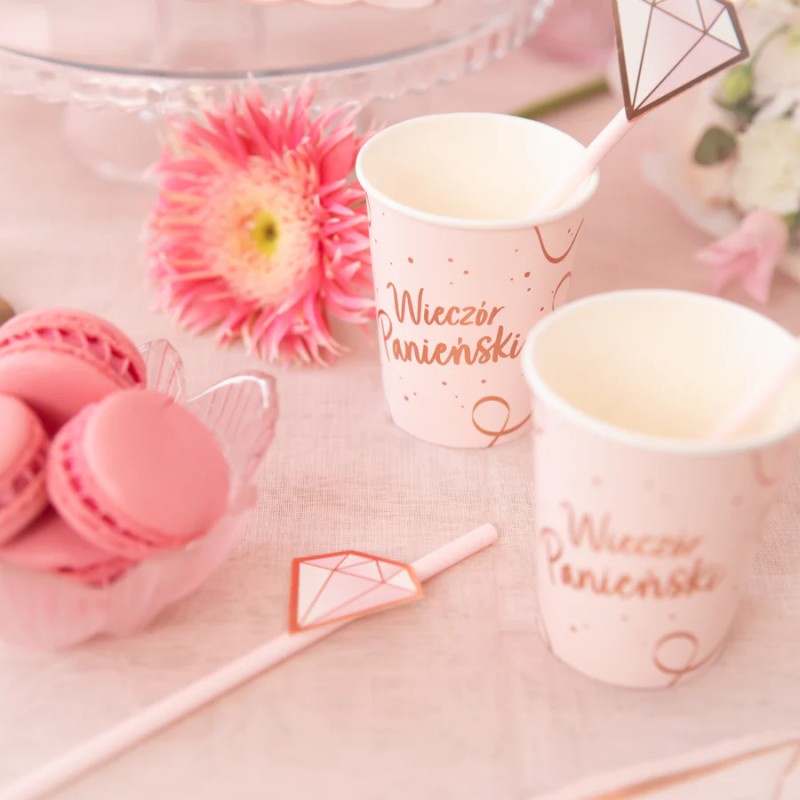 Kubeczki Wieczór Panieński – 6 sztuk 220 ml Różowe Złoto