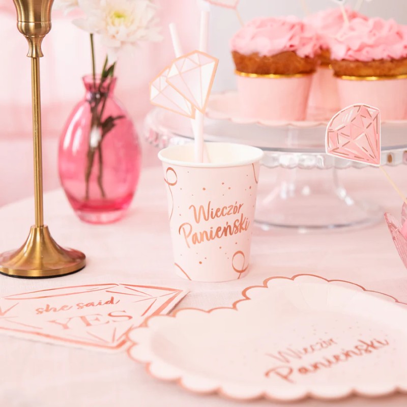 Kubeczki Wieczór Panieński – 6 sztuk 220 ml Różowe Złoto