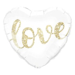 Balon foliowy serce Love biały 18cali