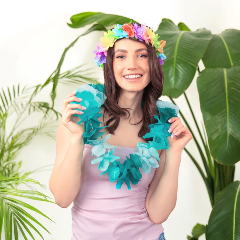 Opaska hawajska na gumce kolorowa 1 szt. na Aloha Party