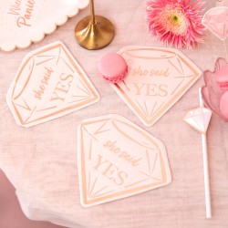 Zestaw na Wieczór Panieński Talerzyki Serca Kubeczki Serwetki Diament Rose gold