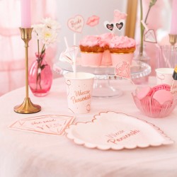 Zestaw na Wieczór Panieński Talerzyki Serca Kubeczki Serwetki Diament Rose gold