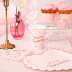Zestaw na Wieczór Panieński Talerzyki Serca Kubeczki Serwetki Diament Rose gold