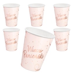 Zestaw na Wieczór Panieński Talerzyki Serca Kubeczki Serwetki Diament Rose gold