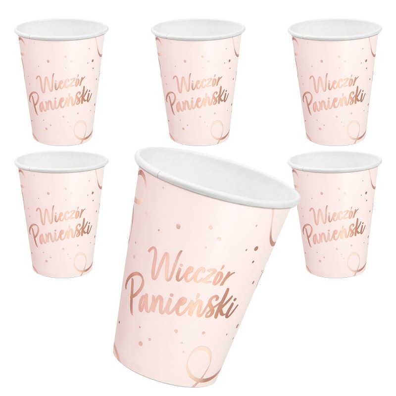 Zestaw na Wieczór Panieński Talerzyki Serca Kubeczki Serwetki Diament Rose gold