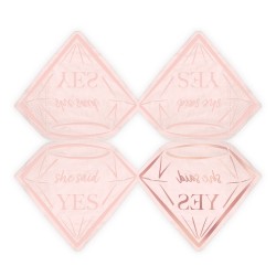 Zestaw na Wieczór Panieński Talerzyki Serca Kubeczki Serwetki Diament Rose gold