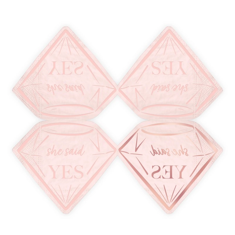 Zestaw na Wieczór Panieński Talerzyki Serca Kubeczki Serwetki Diament Rose gold