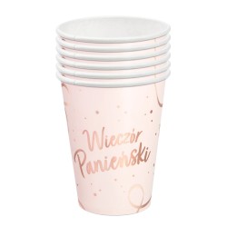 Zestaw na Wieczór Panieński Talerzyki Serca Kubeczki Serwetki Diament Rose gold