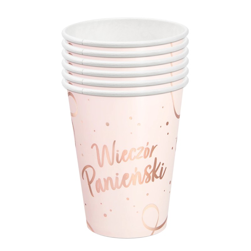 Zestaw na Wieczór Panieński Talerzyki Serca Kubeczki Serwetki Diament Rose gold