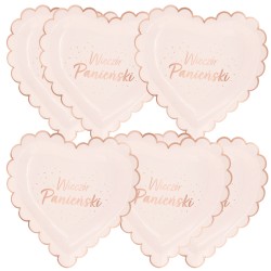 Zestaw na Wieczór Panieński Talerzyki Serca Kubeczki Serwetki Diament Rose gold