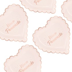 Zestaw na Wieczór Panieński Talerzyki Serca Kubeczki Serwetki Diament Rose gold