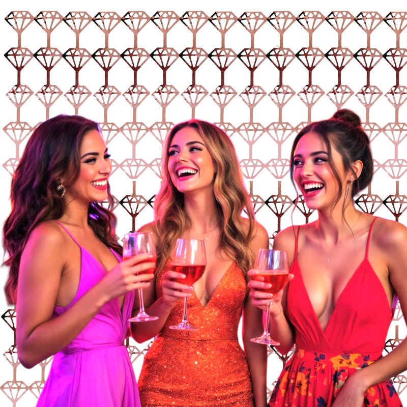 Kurtyna imprezowa diamenty rose gold